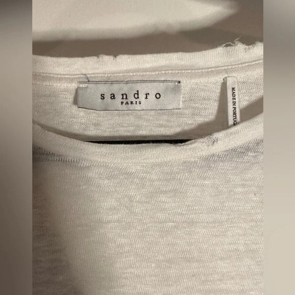 Sandro Paris White Linen Top Size 1/Small - Picture 3 of 6